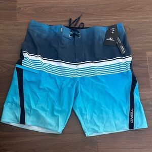 O'Neill Navy and Aqua Men's Board Shorts